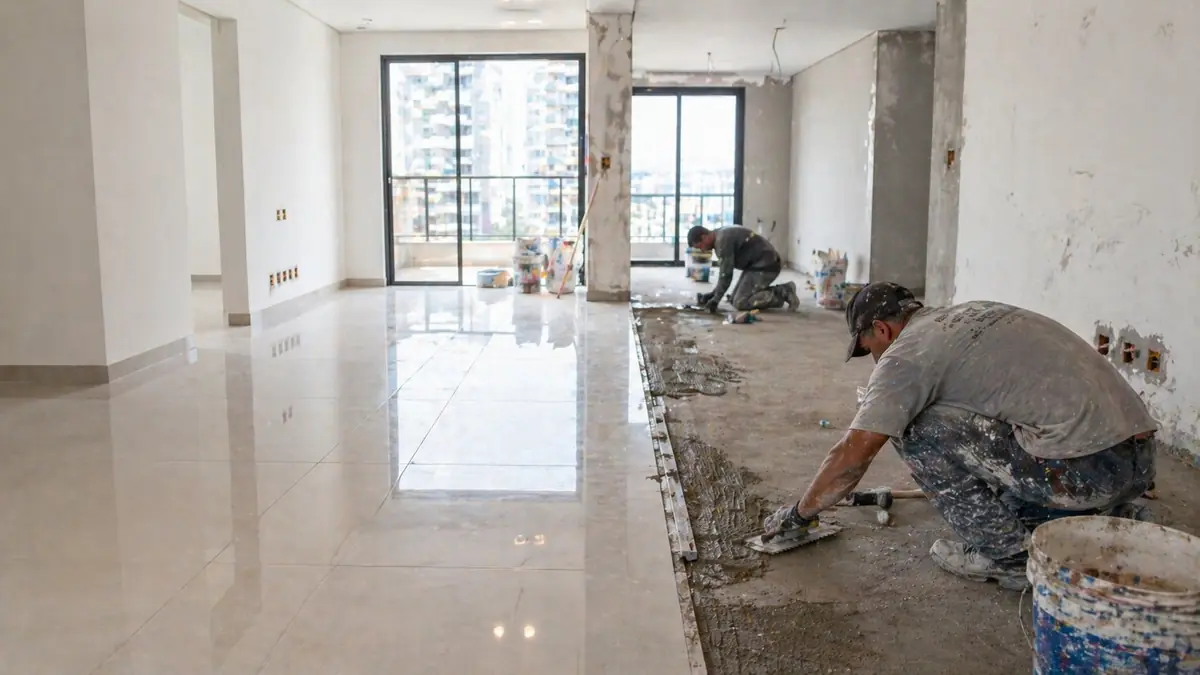 Reboco e massa corrida em obra residencial pela Empreiteira Bohnenberger